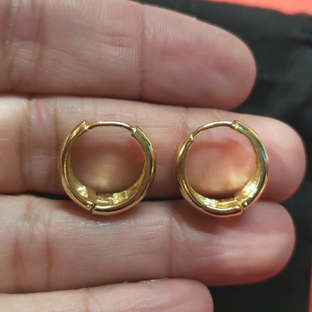 Gold Huggie Hoop Earrings - Picture 5 of 5